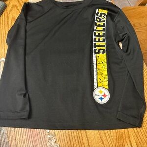 Pittsburgh Steelers Youth Black  Logo Dri-Tek LongSleeve T-Shirt Large 7 NWOT